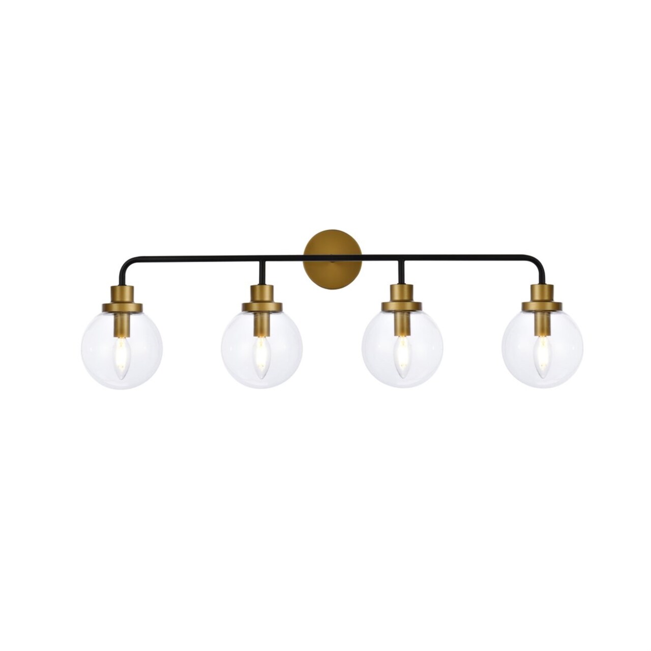 Hanson 4 lights bath sconce in black with brass with clear shade